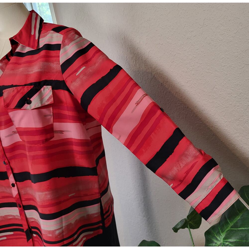 ELEMENTZ Plus Size Dressy Button Up Top | Red and Black | Size 2X or Size 18/20 - Picture 8 of 10